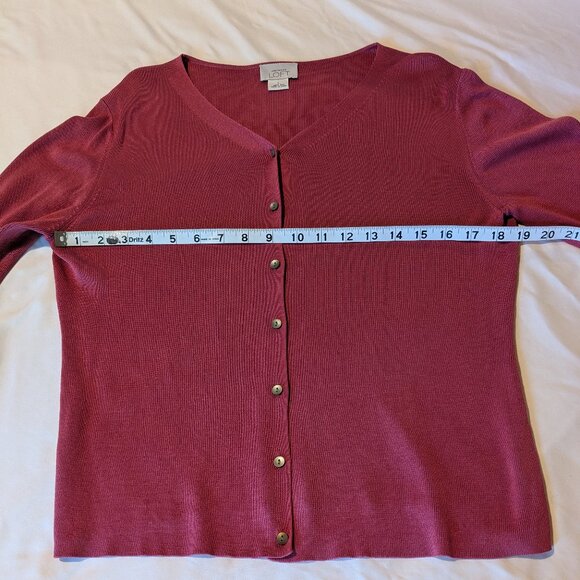 LOFT Pink Silk V-Neck Cardigan - Picture 7 of 8